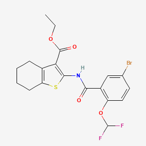 molecular formula C19H18BrF2NO4S B4362210 ethyl 2-{[5-bromo-2-(difluoromethoxy)benzoyl]amino}-4,5,6,7-tetrahydro-1-benzothiophene-3-carboxylate 