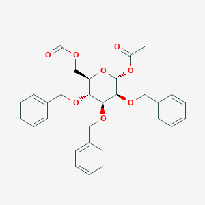 molecular formula C31H34O8 B043624 ((2R,3R,4S,5S,6R)-6-Acetoxy-3,4,5-tris(benzyloxy)tetrahydro-2H-pyran-2-yl)methyl acetate CAS No. 65556-30-1