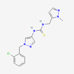 molecular formula C16H17ClN6S B4362643 N-[1-(2-chlorobenzyl)-1H-pyrazol-4-yl]-N'-[(1-methyl-1H-pyrazol-5-yl)methyl]thiourea 