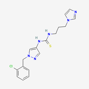 molecular formula C17H19ClN6S B4362658 N-[1-(2-chlorobenzyl)-1H-pyrazol-4-yl]-N'-[3-(1H-imidazol-1-yl)propyl]thiourea 