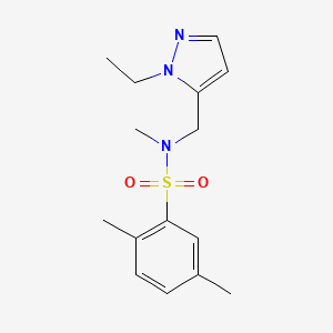 molecular formula C15H21N3O2S B4362780 N-[(1-ETHYL-1H-PYRAZOL-5-YL)METHYL]-N,2,5-TRIMETHYL-1-BENZENESULFONAMIDE 