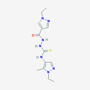 molecular formula C13H19N7OS B4362955 N-(1-ETHYL-5-METHYL-1H-PYRAZOL-4-YL)-2-[(1-ETHYL-1H-PYRAZOL-4-YL)CARBONYL]-1-HYDRAZINECARBOTHIOAMIDE 