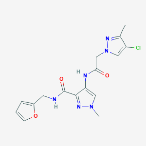 molecular formula C16H17ClN6O3 B4362964 4-{[2-(4-CHLORO-3-METHYL-1H-PYRAZOL-1-YL)ACETYL]AMINO}-N-(2-FURYLMETHYL)-1-METHYL-1H-PYRAZOLE-3-CARBOXAMIDE 