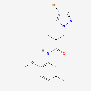 molecular formula C15H18BrN3O2 B4364285 3-(4-bromo-1H-pyrazol-1-yl)-N-(2-methoxy-5-methylphenyl)-2-methylpropanamide 