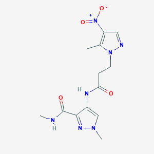molecular formula C13H17N7O4 B4364294 N,1-dimethyl-4-{[3-(5-methyl-4-nitro-1H-pyrazol-1-yl)propanoyl]amino}-1H-pyrazole-3-carboxamide 