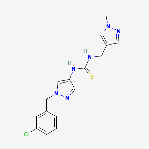molecular formula C16H17ClN6S B4364498 N-[1-(3-chlorobenzyl)-1H-pyrazol-4-yl]-N'-[(1-methyl-1H-pyrazol-4-yl)methyl]thiourea 