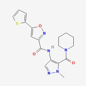 molecular formula C18H19N5O3S B4364574 N-[1-METHYL-5-(PIPERIDINOCARBONYL)-1H-PYRAZOL-4-YL]-5-(2-THIENYL)-3-ISOXAZOLECARBOXAMIDE 