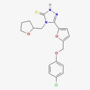 molecular formula C18H18ClN3O3S B4364868 5-{5-[(4-CHLOROPHENOXY)METHYL]-2-FURYL}-4-(TETRAHYDRO-2-FURANYLMETHYL)-4H-1,2,4-TRIAZOL-3-YLHYDROSULFIDE 