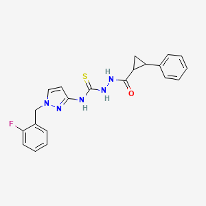 molecular formula C21H20FN5OS B4365031 N-[1-(2-FLUOROBENZYL)-1H-PYRAZOL-3-YL]-2-[(2-PHENYLCYCLOPROPYL)CARBONYL]-1-HYDRAZINECARBOTHIOAMIDE 