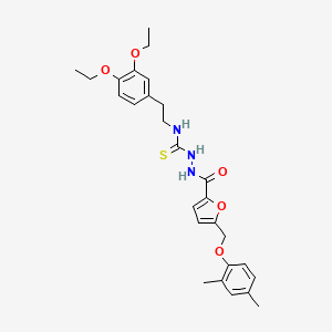 molecular formula C27H33N3O5S B4365121 N-(3,4-DIETHOXYPHENETHYL)-2-({5-[(2,4-DIMETHYLPHENOXY)METHYL]-2-FURYL}CARBONYL)-1-HYDRAZINECARBOTHIOAMIDE 