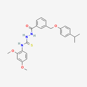 molecular formula C26H29N3O4S B4365163 N-(2,4-DIMETHOXYPHENYL)-2-{3-[(4-ISOPROPYLPHENOXY)METHYL]BENZOYL}-1-HYDRAZINECARBOTHIOAMIDE 