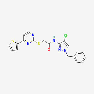 molecular formula C20H16ClN5OS2 B4365537 N~1~-(1-BENZYL-4-CHLORO-1H-PYRAZOL-3-YL)-2-{[4-(2-THIENYL)-2-PYRIMIDINYL]SULFANYL}ACETAMIDE 