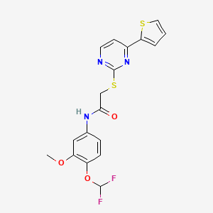 molecular formula C18H15F2N3O3S2 B4365560 N~1~-[4-(DIFLUOROMETHOXY)-3-METHOXYPHENYL]-2-{[4-(2-THIENYL)-2-PYRIMIDINYL]SULFANYL}ACETAMIDE 