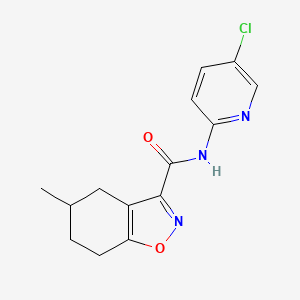 molecular formula C14H14ClN3O2 B4365584 N~3~-(5-CHLORO-2-PYRIDYL)-5-METHYL-4,5,6,7-TETRAHYDRO-1,2-BENZISOXAZOLE-3-CARBOXAMIDE 