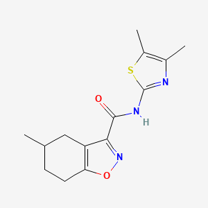 molecular formula C14H17N3O2S B4365603 N~3~-(4,5-DIMETHYL-1,3-THIAZOL-2-YL)-5-METHYL-4,5,6,7-TETRAHYDRO-1,2-BENZISOXAZOLE-3-CARBOXAMIDE 