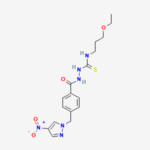 molecular formula C17H22N6O4S B4365690 N~1~-(3-ETHOXYPROPYL)-2-{4-[(4-NITRO-1H-PYRAZOL-1-YL)METHYL]BENZOYL}-1-HYDRAZINECARBOTHIOAMIDE 