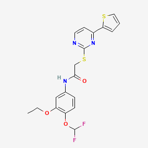molecular formula C19H17F2N3O3S2 B4365852 N~1~-[4-(DIFLUOROMETHOXY)-3-ETHOXYPHENYL]-2-{[4-(2-THIENYL)-2-PYRIMIDINYL]SULFANYL}ACETAMIDE 