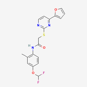 molecular formula C18H15F2N3O3S B4365857 N~1~-[4-(DIFLUOROMETHOXY)-2-METHYLPHENYL]-2-{[4-(2-FURYL)-2-PYRIMIDINYL]SULFANYL}ACETAMIDE 