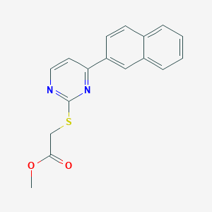 molecular formula C17H14N2O2S B4365867 METHYL 2-{[4-(2-NAPHTHYL)-2-PYRIMIDINYL]SULFANYL}ACETATE 