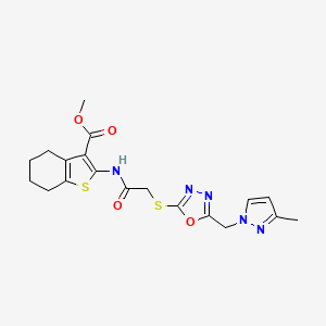 molecular formula C19H21N5O4S2 B4365974 METHYL 2-{[2-({5-[(3-METHYL-1H-PYRAZOL-1-YL)METHYL]-1,3,4-OXADIAZOL-2-YL}SULFANYL)ACETYL]AMINO}-4,5,6,7-TETRAHYDRO-1-BENZOTHIOPHENE-3-CARBOXYLATE 