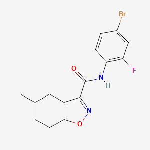 molecular formula C15H14BrFN2O2 B4365977 N~3~-(4-BROMO-2-FLUOROPHENYL)-5-METHYL-4,5,6,7-TETRAHYDRO-1,2-BENZISOXAZOLE-3-CARBOXAMIDE 