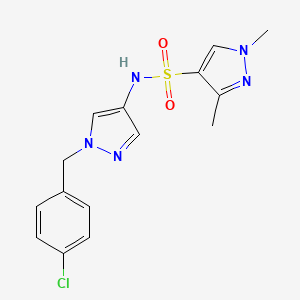 molecular formula C15H16ClN5O2S B4366183 N~4~-[1-(4-CHLOROBENZYL)-1H-PYRAZOL-4-YL]-1,3-DIMETHYL-1H-PYRAZOLE-4-SULFONAMIDE 