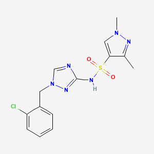 molecular formula C14H15ClN6O2S B4366191 N~4~-[1-(2-CHLOROBENZYL)-1H-1,2,4-TRIAZOL-3-YL]-1,3-DIMETHYL-1H-PYRAZOLE-4-SULFONAMIDE 