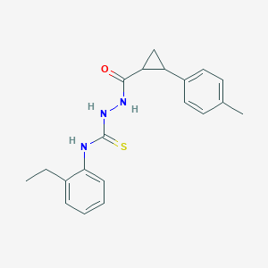 molecular formula C20H23N3OS B4366267 N-(2-ethylphenyl)-2-{[2-(4-methylphenyl)cyclopropyl]carbonyl}hydrazinecarbothioamide 