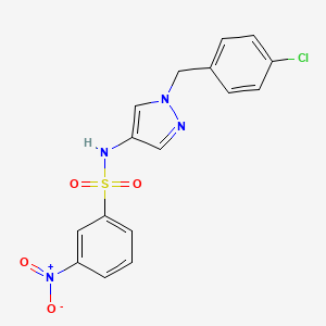 molecular formula C16H13ClN4O4S B4366502 N~1~-[1-(4-CHLOROBENZYL)-1H-PYRAZOL-4-YL]-3-NITRO-1-BENZENESULFONAMIDE 