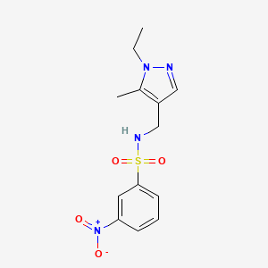 molecular formula C13H16N4O4S B4366513 N~1~-[(1-ETHYL-5-METHYL-1H-PYRAZOL-4-YL)METHYL]-3-NITRO-1-BENZENESULFONAMIDE 