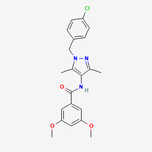 molecular formula C21H22ClN3O3 B4366586 N~1~-[1-(4-CHLOROBENZYL)-3,5-DIMETHYL-1H-PYRAZOL-4-YL]-3,5-DIMETHOXYBENZAMIDE 