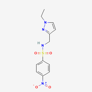 molecular formula C12H14N4O4S B4366621 N~1~-[(1-ETHYL-1H-PYRAZOL-3-YL)METHYL]-4-NITRO-1-BENZENESULFONAMIDE 