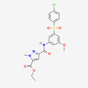 molecular formula C21H20ClN3O6S B4366652 ETHYL 3-({3-[(4-CHLOROPHENYL)SULFONYL]-5-METHOXYANILINO}CARBONYL)-1-METHYL-1H-PYRAZOLE-5-CARBOXYLATE 