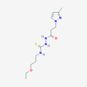 molecular formula C13H23N5O2S B4366706 N~1~-(3-ETHOXYPROPYL)-2-[3-(3-METHYL-1H-PYRAZOL-1-YL)PROPANOYL]-1-HYDRAZINECARBOTHIOAMIDE 