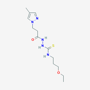 molecular formula C13H23N5O2S B4366712 N~1~-(3-ETHOXYPROPYL)-2-[3-(4-METHYL-1H-PYRAZOL-1-YL)PROPANOYL]-1-HYDRAZINECARBOTHIOAMIDE 