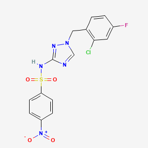 molecular formula C15H11ClFN5O4S B4366764 N~1~-[1-(2-CHLORO-4-FLUOROBENZYL)-1H-1,2,4-TRIAZOL-3-YL]-4-NITRO-1-BENZENESULFONAMIDE 