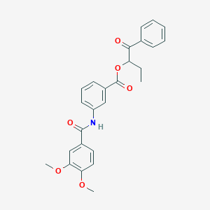 molecular formula C26H25NO6 B436680 1-Benzoylpropyl 3-[(3,4-dimethoxybenzoyl)amino]benzoate CAS No. 519168-70-8