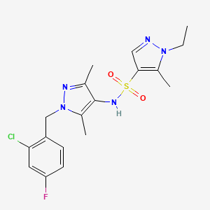 molecular formula C18H21ClFN5O2S B4366857 N~4~-[1-(2-CHLORO-4-FLUOROBENZYL)-3,5-DIMETHYL-1H-PYRAZOL-4-YL]-1-ETHYL-5-METHYL-1H-PYRAZOLE-4-SULFONAMIDE 