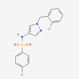 molecular formula C16H13ClFN3O2S B4366907 N~1~-[1-(2-CHLOROBENZYL)-1H-PYRAZOL-4-YL]-4-FLUORO-1-BENZENESULFONAMIDE 