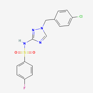 molecular formula C15H12ClFN4O2S B4366916 N~1~-[1-(4-CHLOROBENZYL)-1H-1,2,4-TRIAZOL-3-YL]-4-FLUORO-1-BENZENESULFONAMIDE 