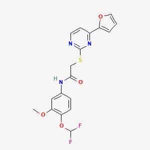 molecular formula C18H15F2N3O4S B4366987 N~1~-[4-(DIFLUOROMETHOXY)-3-METHOXYPHENYL]-2-{[4-(2-FURYL)-2-PYRIMIDINYL]SULFANYL}ACETAMIDE 