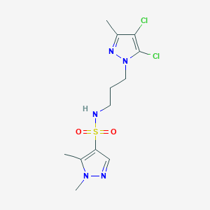 molecular formula C12H17Cl2N5O2S B4367041 N~4~-[3-(4,5-DICHLORO-3-METHYL-1H-PYRAZOL-1-YL)PROPYL]-1,5-DIMETHYL-1H-PYRAZOLE-4-SULFONAMIDE 