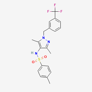 molecular formula C20H20F3N3O2S B4367056 N~1~-{3,5-DIMETHYL-1-[3-(TRIFLUOROMETHYL)BENZYL]-1H-PYRAZOL-4-YL}-4-METHYL-1-BENZENESULFONAMIDE 