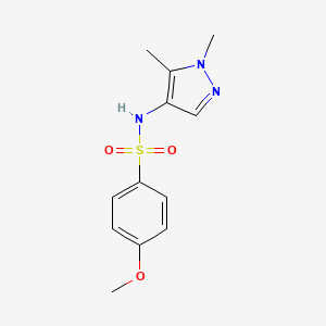 molecular formula C12H15N3O3S B4367111 N~1~-(1,5-DIMETHYL-1H-PYRAZOL-4-YL)-4-METHOXY-1-BENZENESULFONAMIDE 