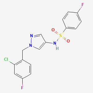 molecular formula C16H12ClF2N3O2S B4367126 N~1~-[1-(2-CHLORO-4-FLUOROBENZYL)-1H-PYRAZOL-4-YL]-4-FLUORO-1-BENZENESULFONAMIDE 