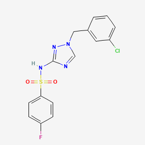 molecular formula C15H12ClFN4O2S B4367163 N~1~-[1-(3-CHLOROBENZYL)-1H-1,2,4-TRIAZOL-3-YL]-4-FLUORO-1-BENZENESULFONAMIDE 