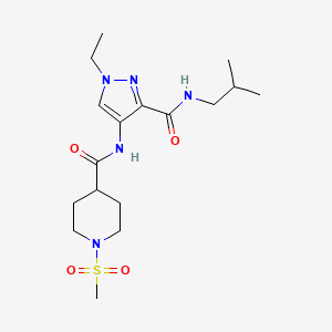 molecular formula C17H29N5O4S B4367303 N~4~-{1-ETHYL-3-[(ISOBUTYLAMINO)CARBONYL]-1H-PYRAZOL-4-YL}-1-(METHYLSULFONYL)-4-PIPERIDINECARBOXAMIDE CAS No. 1005631-27-5