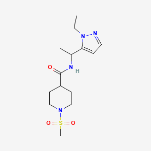 molecular formula C14H24N4O3S B4367306 N~4~-[1-(1-ETHYL-1H-PYRAZOL-5-YL)ETHYL]-1-(METHYLSULFONYL)-4-PIPERIDINECARBOXAMIDE 