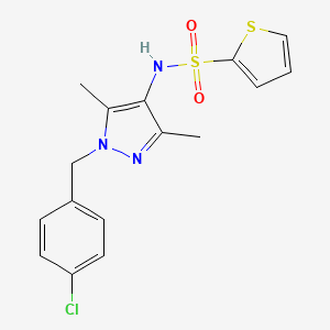 molecular formula C16H16ClN3O2S2 B4367318 N~2~-[1-(4-CHLOROBENZYL)-3,5-DIMETHYL-1H-PYRAZOL-4-YL]-2-THIOPHENESULFONAMIDE 