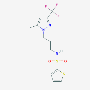 molecular formula C12H14F3N3O2S2 B4367341 N~2~-{3-[5-METHYL-3-(TRIFLUOROMETHYL)-1H-PYRAZOL-1-YL]PROPYL}-2-THIOPHENESULFONAMIDE 
